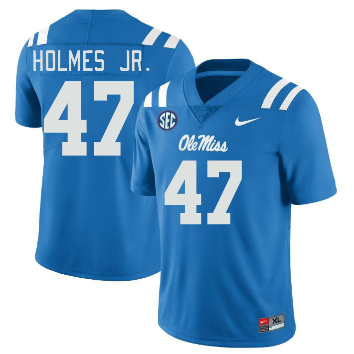 Men #47 DeeJay Holmes Jr. Ole Miss Rebels College Football Jerseyes Stitched Sale-Powder Blue
